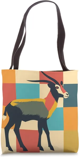 Ibex Color Block Animal Wildlife Pattern Tote Bag