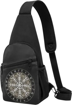 Icelandic Magical Staves Scandinavian Crossbody Sling Shoulder Backpack Chest Bag Backpack Gym Cycling Travel Hiking Bag Daypack Fanny Pack For Men Women pattern55