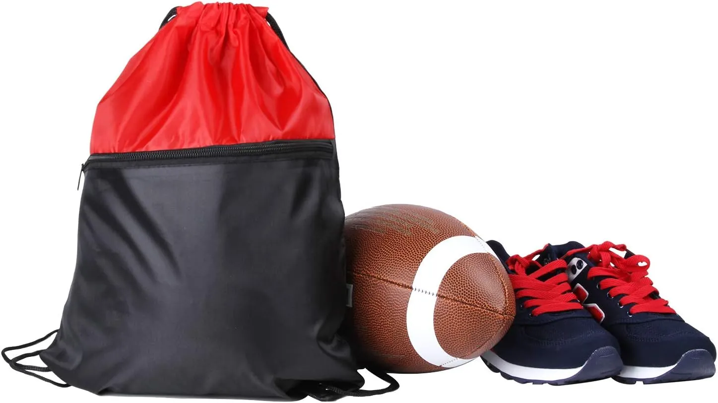 ICObuty Sports Gym Bag Sack Cheerleading Cheerleader Drawstring Backpack 6 Pack Men Women 210D Polyester (Orange/Black)