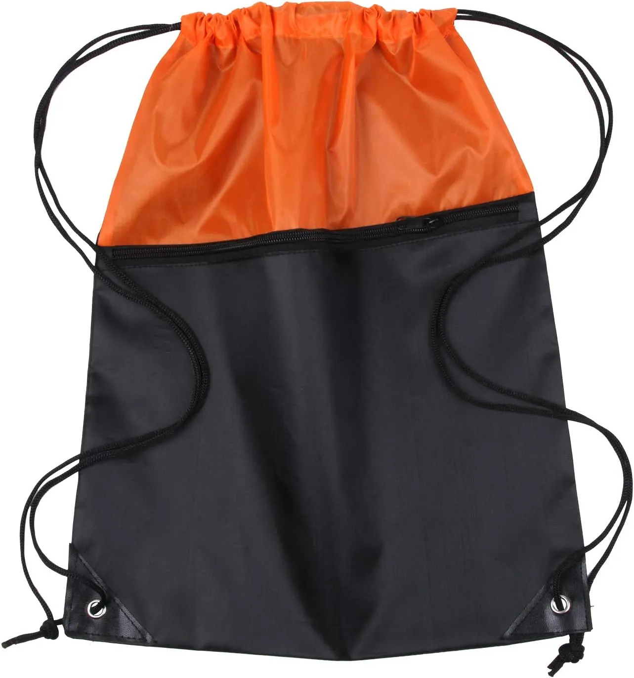 ICObuty Sports Gym Bag Sack Cheerleading Cheerleader Drawstring Backpack 6 Pack Men Women 210D Polyester (Orange/Black)
