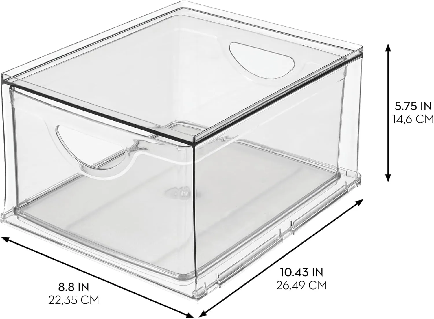 iDesign Stackable Storage Drawer for Fridge, Pantry, or Under Sinks, Clear, Made in USA