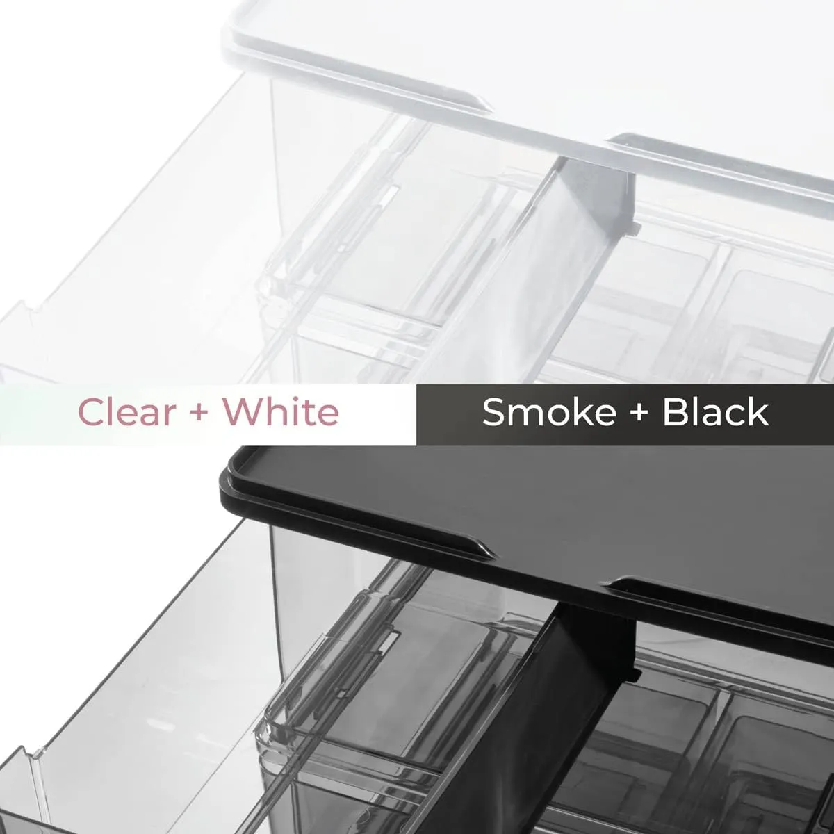 iDesign The Sarah Tanno Collection Large 7-Drawer Stacking Cosmetic Organizer Cart, Smoke/Black
