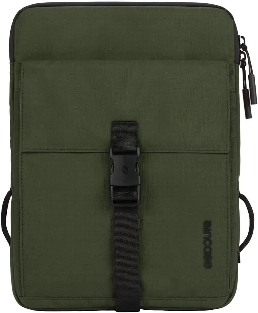 Incase Transfer Sleeve - 14-inch Laptop/MacBook & Tablet/iPad Case - Protective, Lightweight, Hybrid Sleeve and Sling Design, Expandable Front Pocket, Accessory Pocket, Buckle Clasp Closure - Green