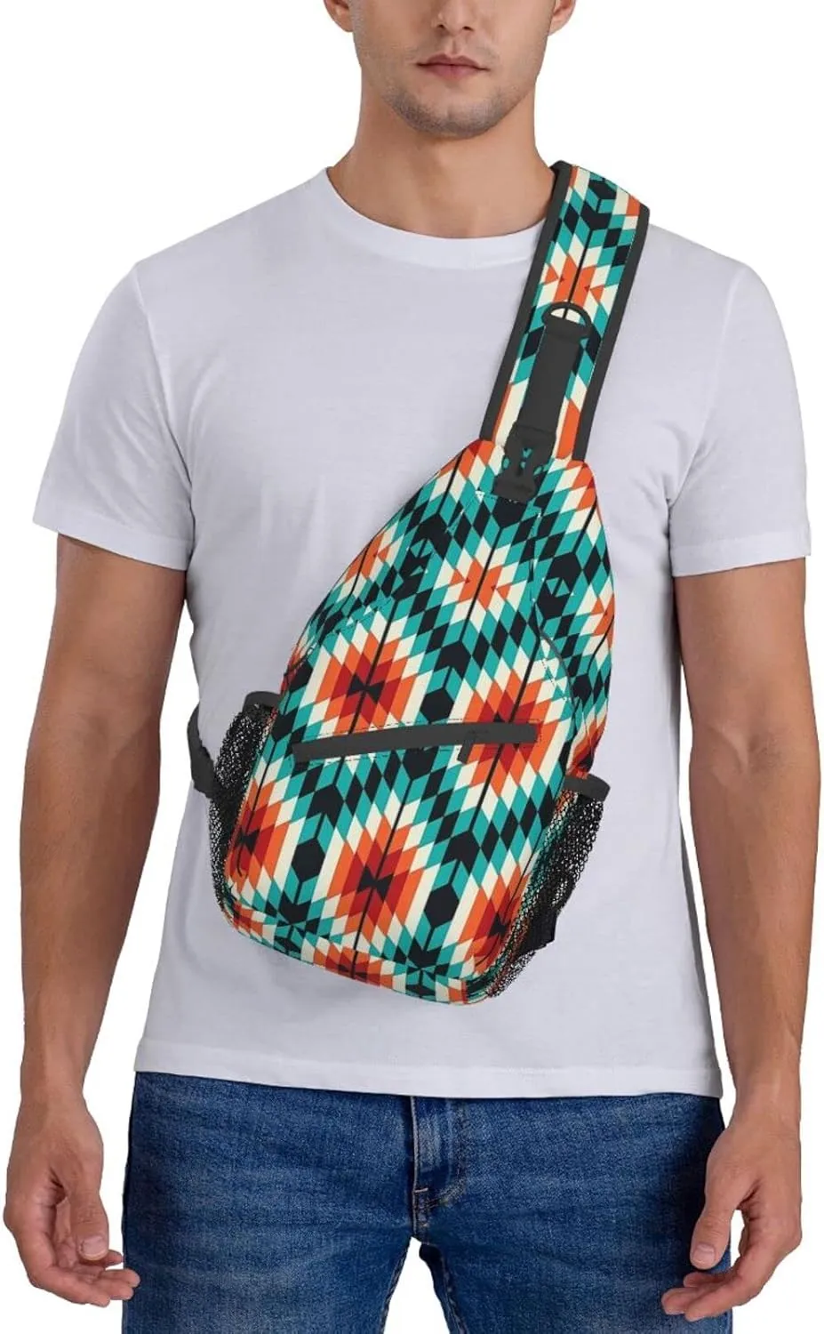Indian Native American Sling Backpack,Travel Hiking Daypack Crossbody Shoulder Bag for Men Women