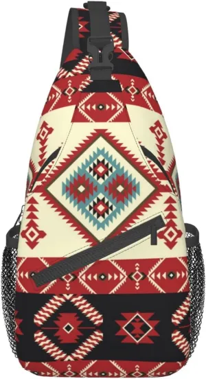 Indian Native American Sling Backpack,Travel Hiking Daypack Crossbody Shoulder Bag for Men Women