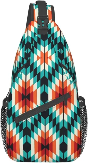 Indian Native American Sling Backpack,Travel Hiking Daypack Crossbody Shoulder Bag for Men Women