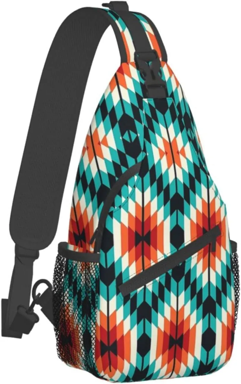 Indian Native American Sling Backpack,Travel Hiking Daypack Crossbody Shoulder Bag for Men Women