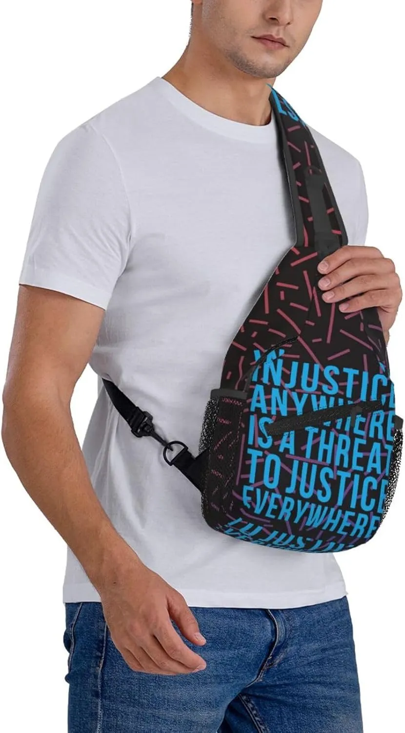 Injustice Anywhere Is A Threat To Justice Everywhere Small Crossbody Backpack Sling Bag For Men Women Mini One Shoulder Chest Bags Gym Sport Travel Hiking Daypack