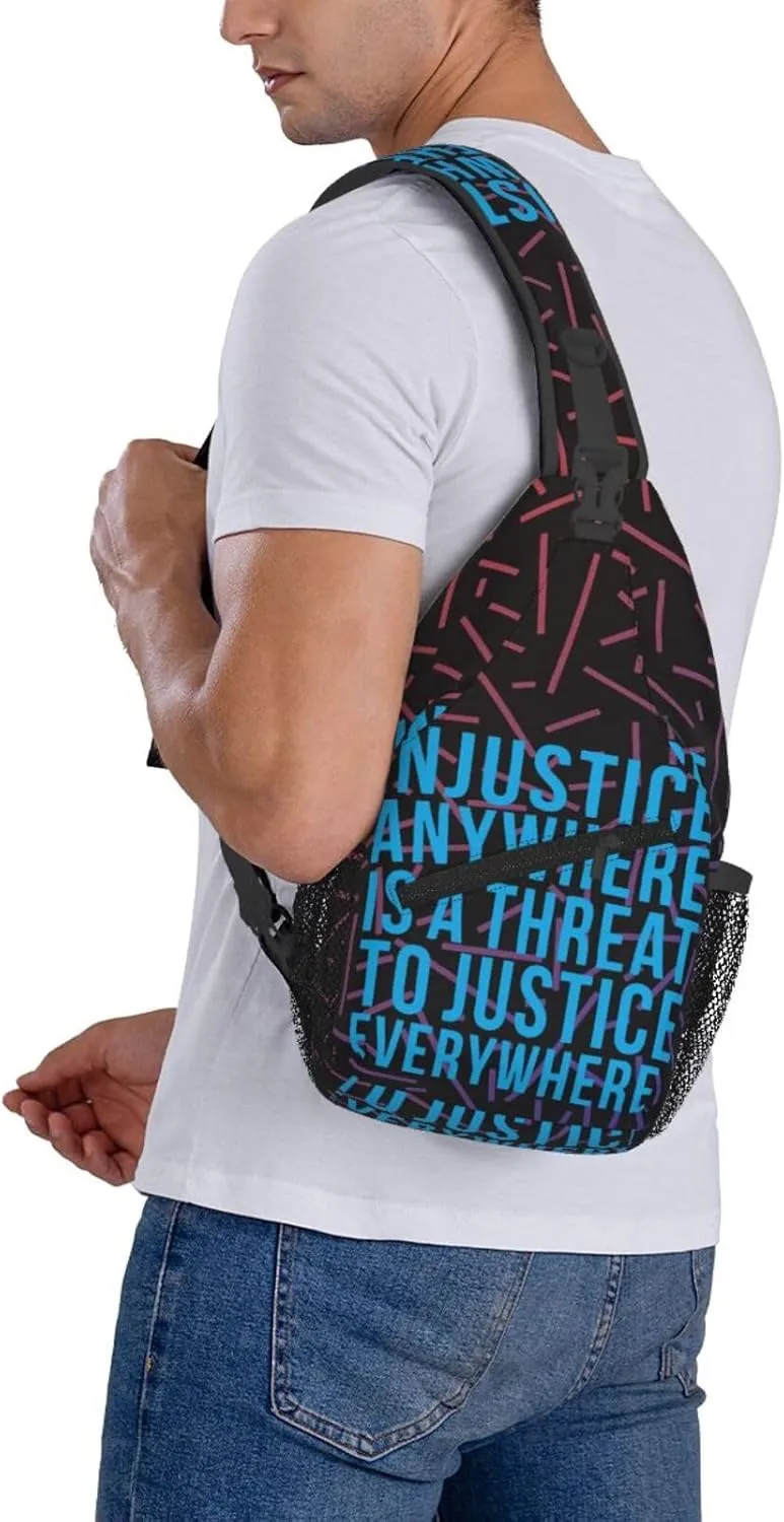 Injustice Anywhere Is A Threat To Justice Everywhere Small Crossbody Backpack Sling Bag For Men Women Mini One Shoulder Chest Bags Gym Sport Travel Hiking Daypack