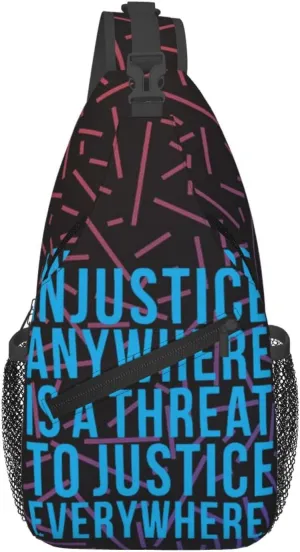 Injustice Anywhere Is A Threat To Justice Everywhere Small Crossbody Backpack Sling Bag For Men Women Mini One Shoulder Chest Bags Gym Sport Travel Hiking Daypack