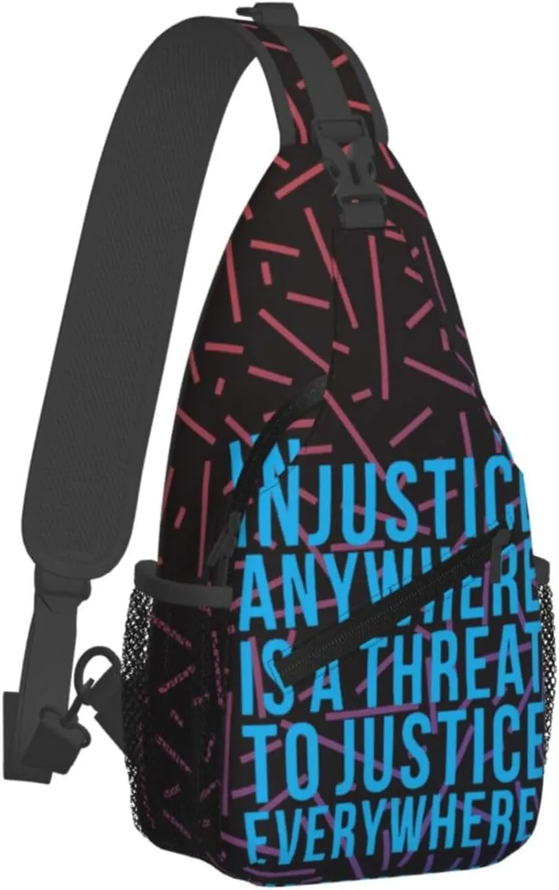 Injustice Anywhere Is A Threat To Justice Everywhere Small Crossbody Backpack Sling Bag For Men Women Mini One Shoulder Chest Bags Gym Sport Travel Hiking Daypack