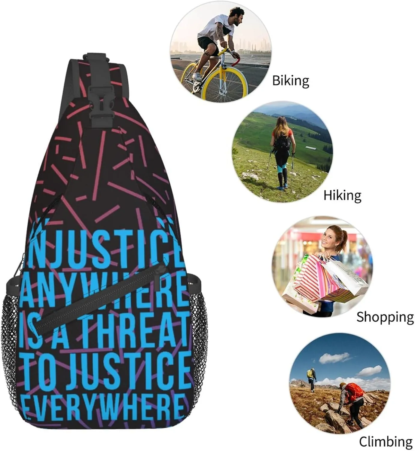 Injustice Anywhere Is A Threat To Justice Everywhere Small Crossbody Backpack Sling Bag For Men Women Mini One Shoulder Chest Bags Gym Sport Travel Hiking Daypack