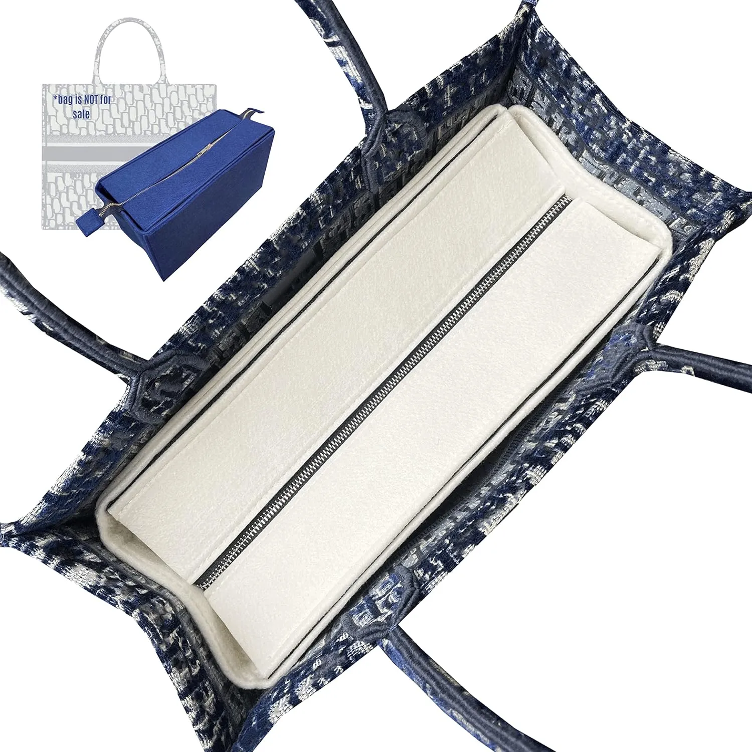 Insert for Book Tote Organizer Medium, Small Book Tote Organizer Insert Best Fit Detailed Size, Large Book Tote Bag Organizer Premium Felt Handmade (For Small Book Tote, Geyser Blue)