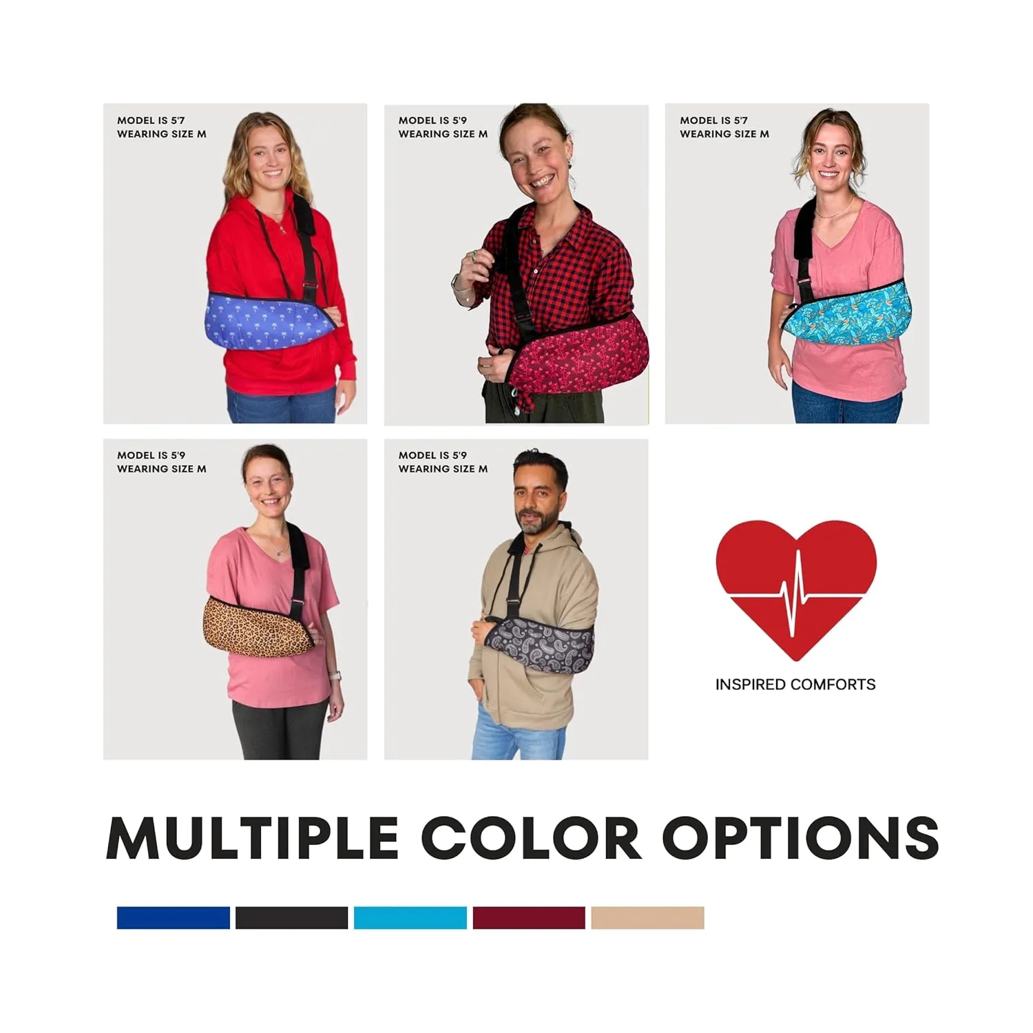 Inspired Comforts Arm Sling for Shoulder Injury Tropical Birds M