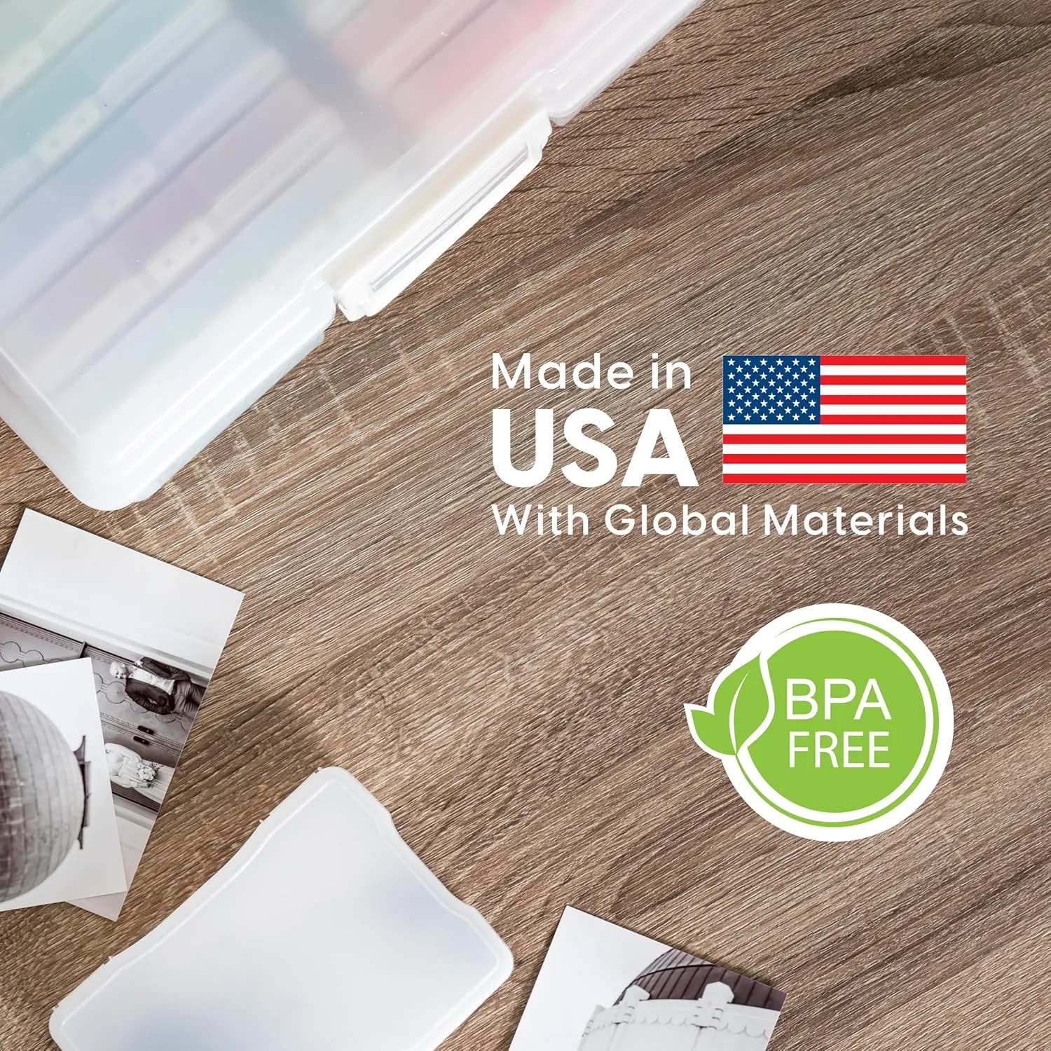 IRIS USA 4" x 6" Photo Storage Box Craft Keeper, 2-Pack, Handle Container with 16 Organization Cases for Pictures, Crafts, Scrapbooking, Stationery Storage and Organization, Pearl
