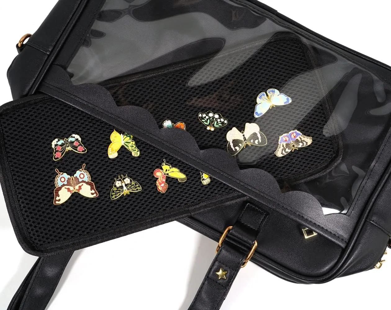 Ita Purse Crossbody Japanese Shoulder Bag Messenger Pin Display with Insert Pompom Cute Kawaii
