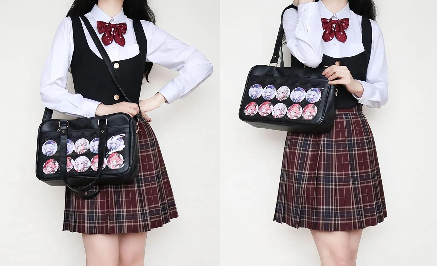 Ita Purse Crossbody Japanese Shoulder Bag Messenger Pin Display with Insert Pompom Cute Kawaii