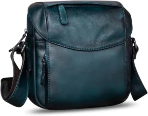 IVTG Genuine Leather Messenger Bag for Men Crossbody Shoulder Bag Satchel Casual Sling Daypack Work Business Daily Purse