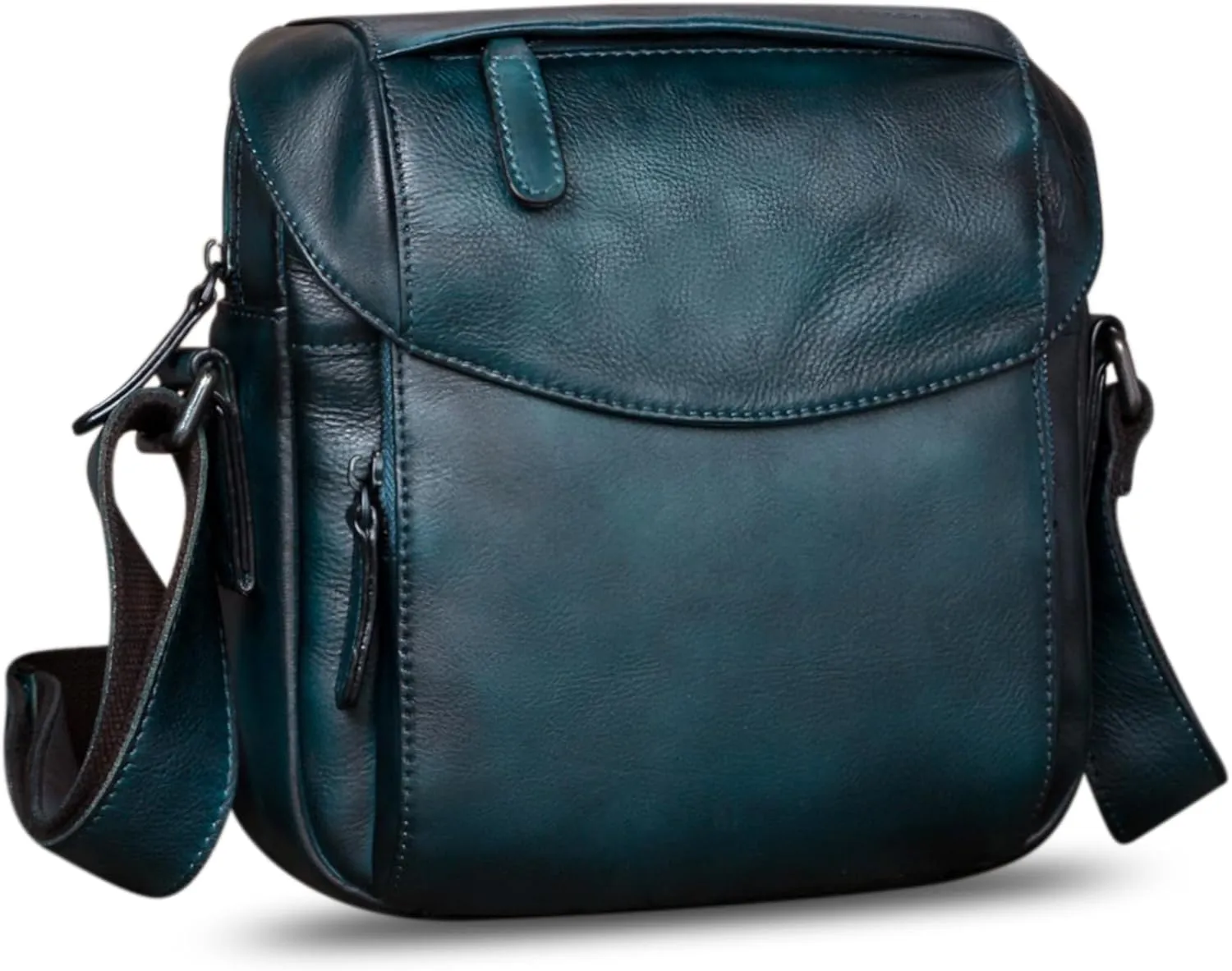 IVTG Genuine Leather Messenger Bag for Men Crossbody Shoulder Bag Satchel Casual Sling Daypack Work Business Daily Purse