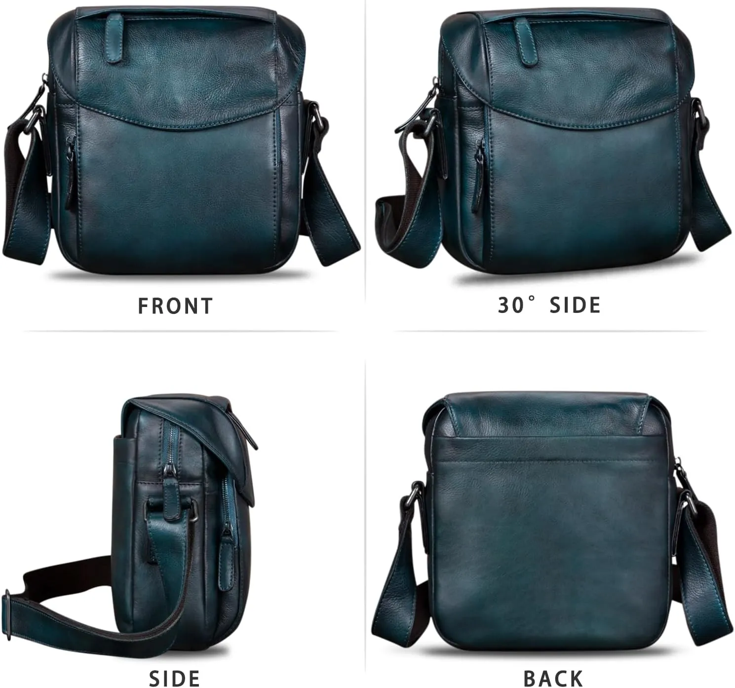 IVTG Genuine Leather Messenger Bag for Men Crossbody Shoulder Bag Satchel Casual Sling Daypack Work Business Daily Purse