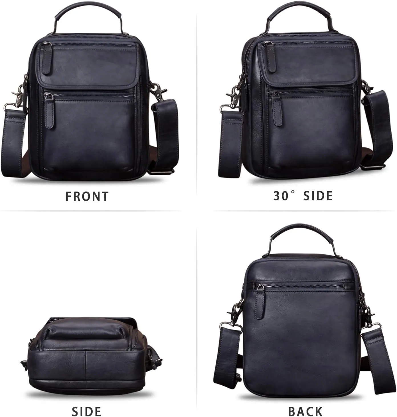 IVTG Genuine Leather Messenger Bag for Men Sling Purse Crossbody Shoulder Bags Satchel for Work Business Handbags