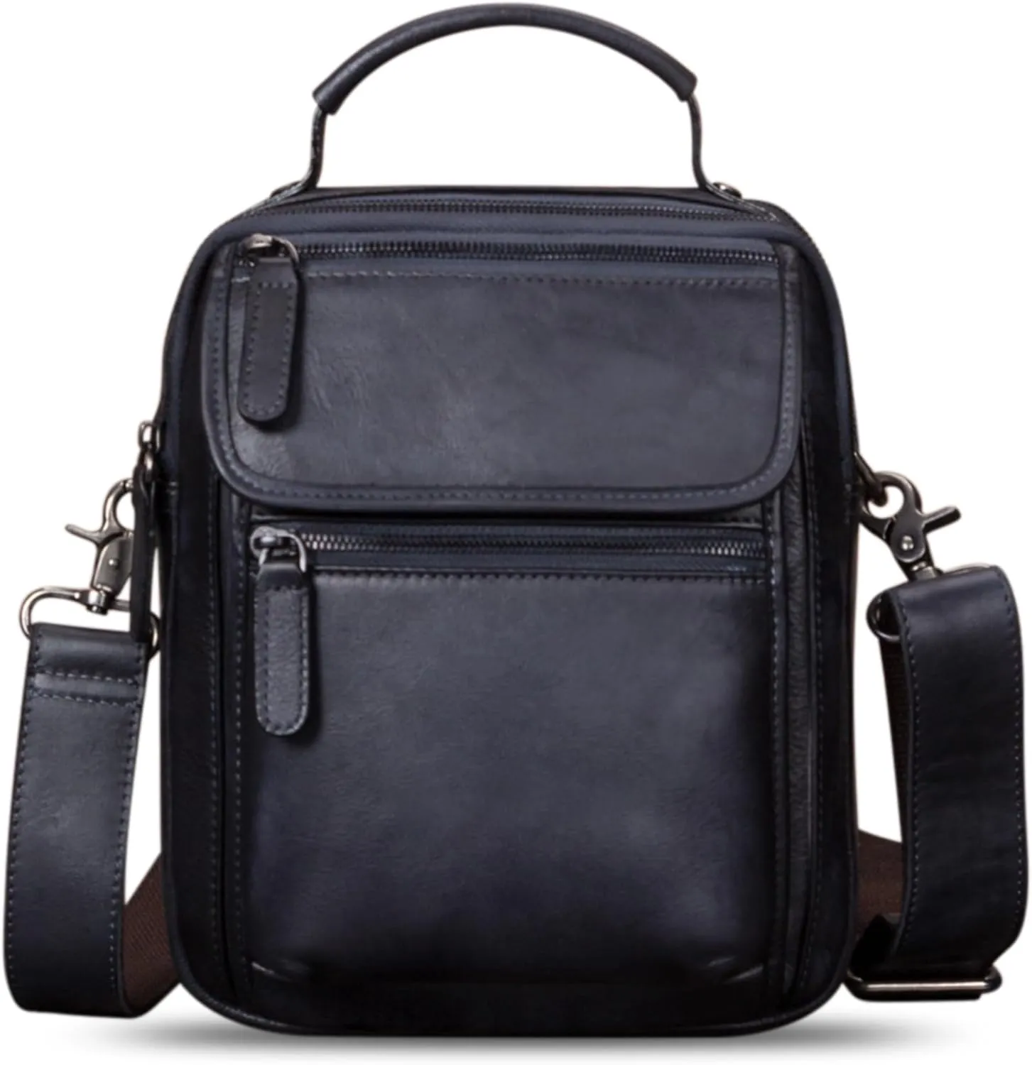 IVTG Genuine Leather Messenger Bag for Men Sling Purse Crossbody Shoulder Bags Satchel for Work Business Handbags