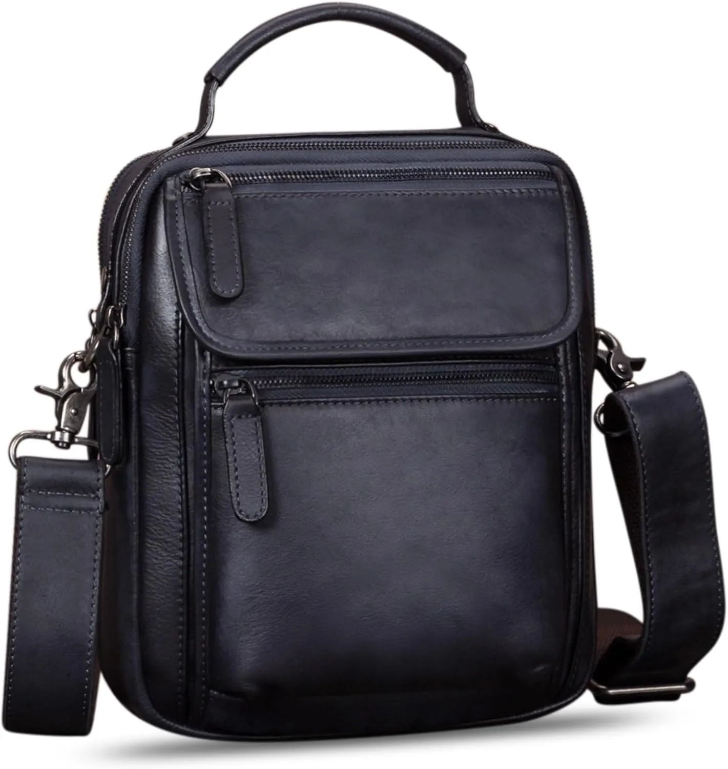 IVTG Genuine Leather Messenger Bag for Men Sling Purse Crossbody Shoulder Bags Satchel for Work Business Handbags