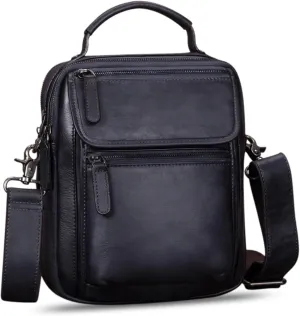 IVTG Genuine Leather Messenger Bag for Men Sling Purse Crossbody Shoulder Bags Satchel for Work Business Handbags