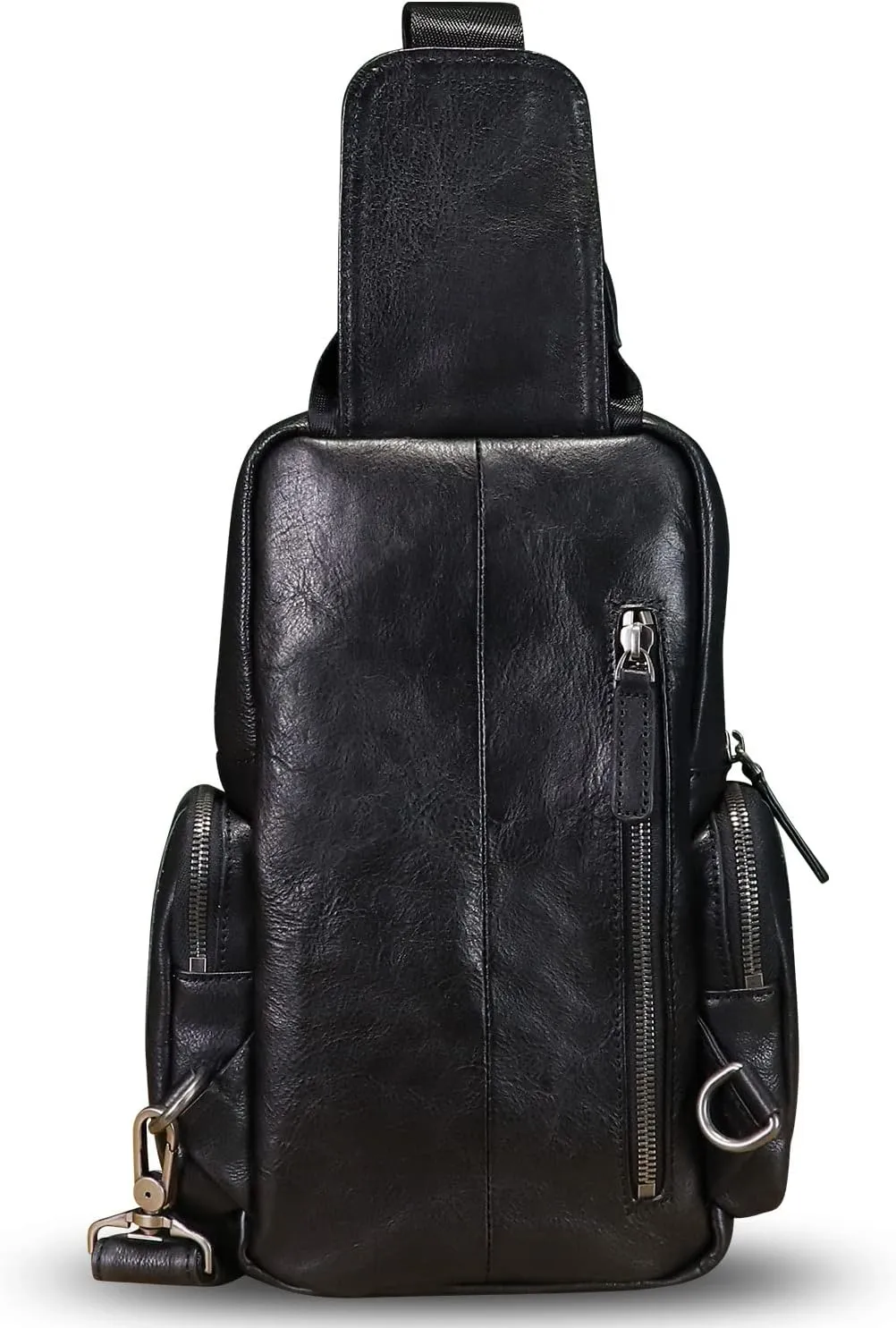IVTG Genuine Leather Sling Bag Crossbody Casual Hiking Daypack Vintage Handmade Chest Bag Shoulder Backpack Motorcycle Pack (Darkgrey)
