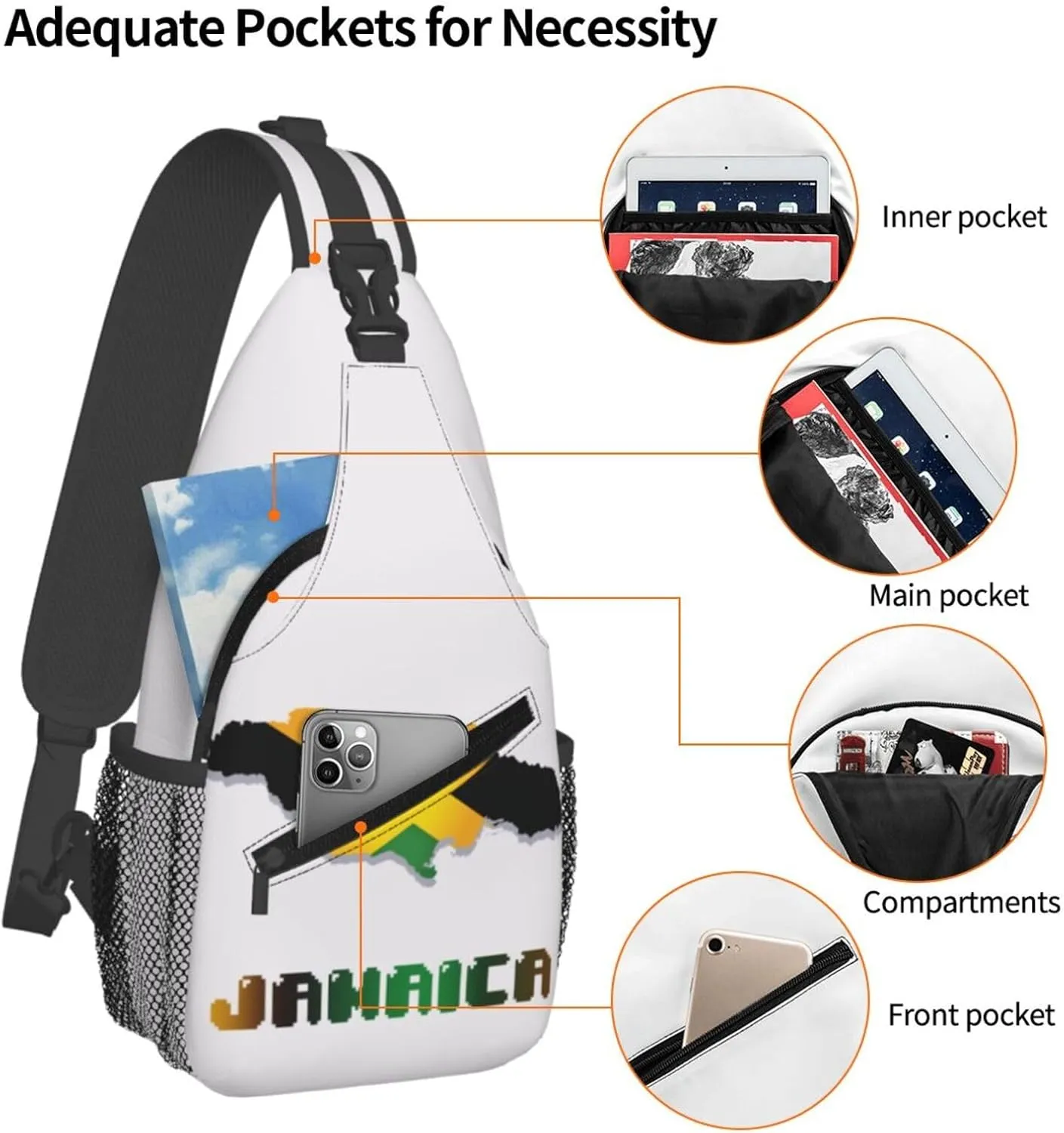 Jamaica Crossbody Bag Jamaica Flag Shoulder Bag Backpack Jamaican Sling Bag Jamaican Chest Casual Daypack Bag