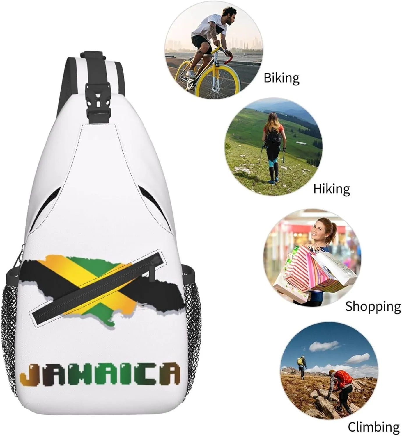 Jamaica Crossbody Bag Jamaica Flag Shoulder Bag Backpack Jamaican Sling Bag Jamaican Chest Casual Daypack Bag