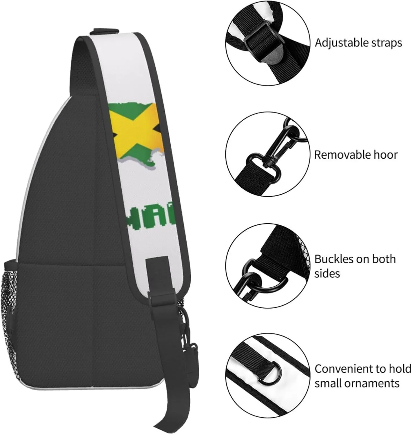 Jamaica Crossbody Bag Jamaica Flag Shoulder Bag Backpack Jamaican Sling Bag Jamaican Chest Casual Daypack Bag