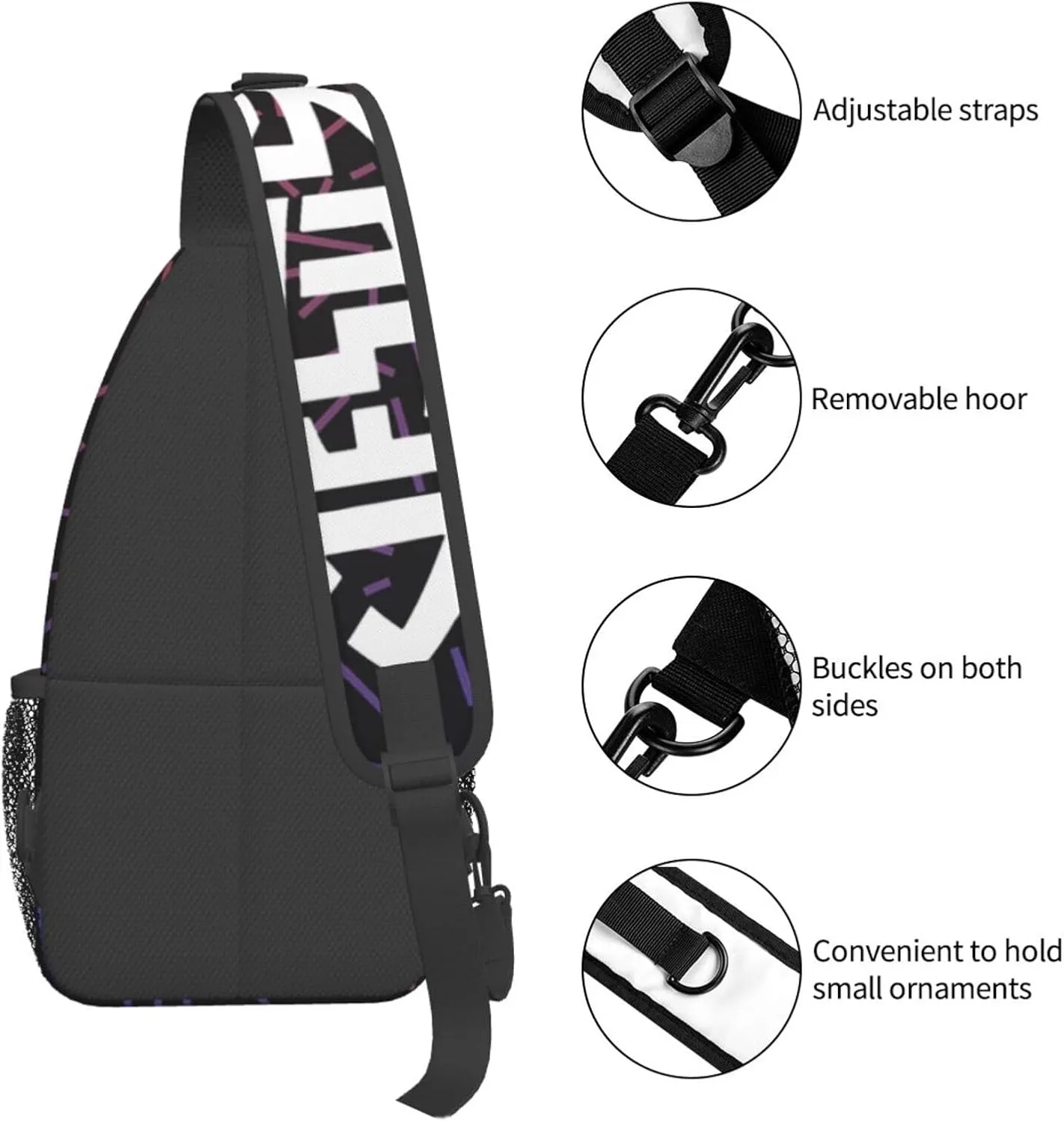Je-Sus Fish Crossbody For Men Women Sling Chest Bag Shoulder Bag Lightweight One Strap Backpack Multipurpose Travel Hiking Daypack