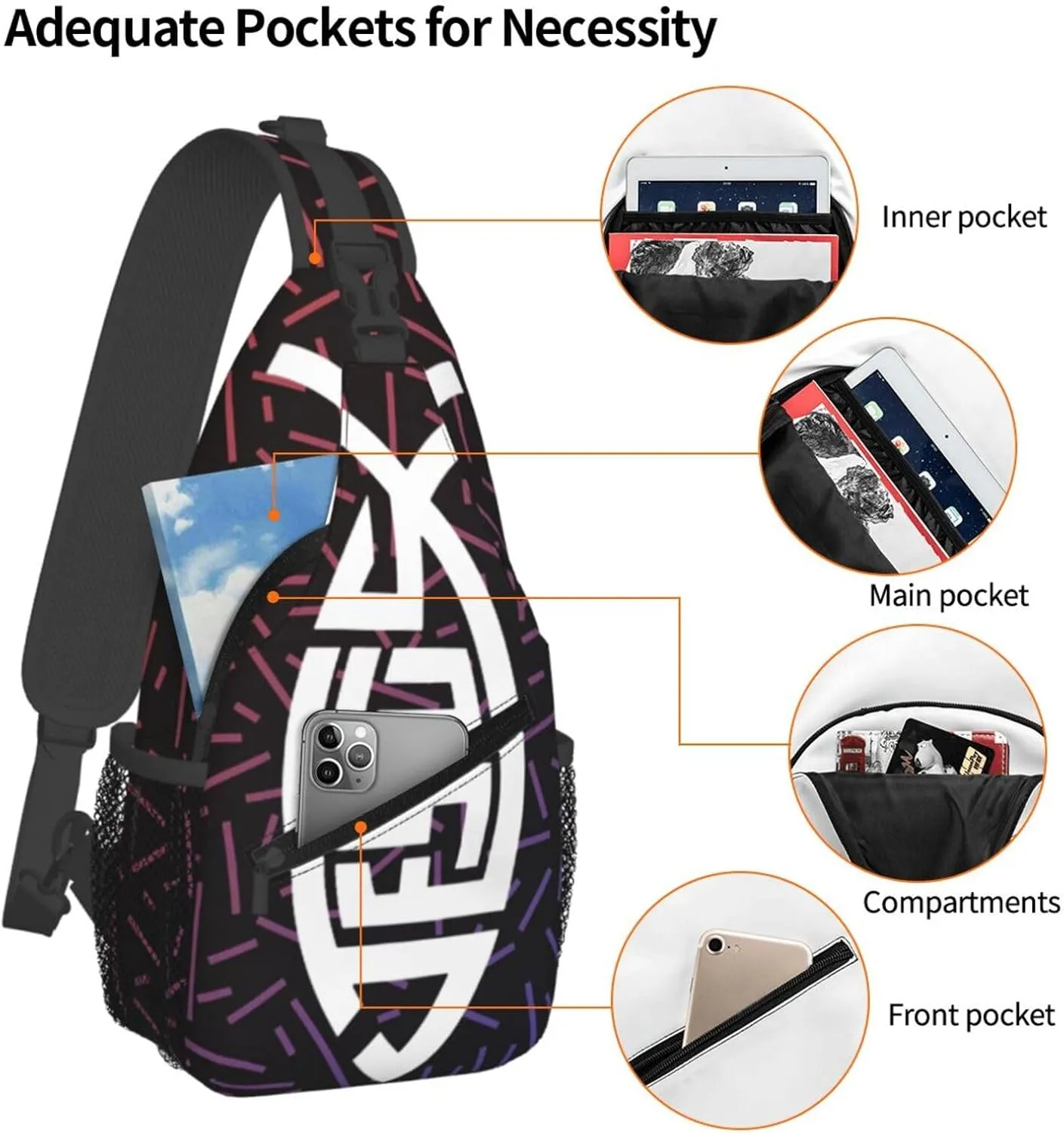 Je-Sus Fish Crossbody For Men Women Sling Chest Bag Shoulder Bag Lightweight One Strap Backpack Multipurpose Travel Hiking Daypack