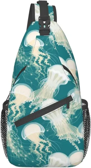 Jellyfish Crossbody Bag Funny Shoulder Bag Backpack Cute Sling Bag Chest Casual Daypack for Outdoor