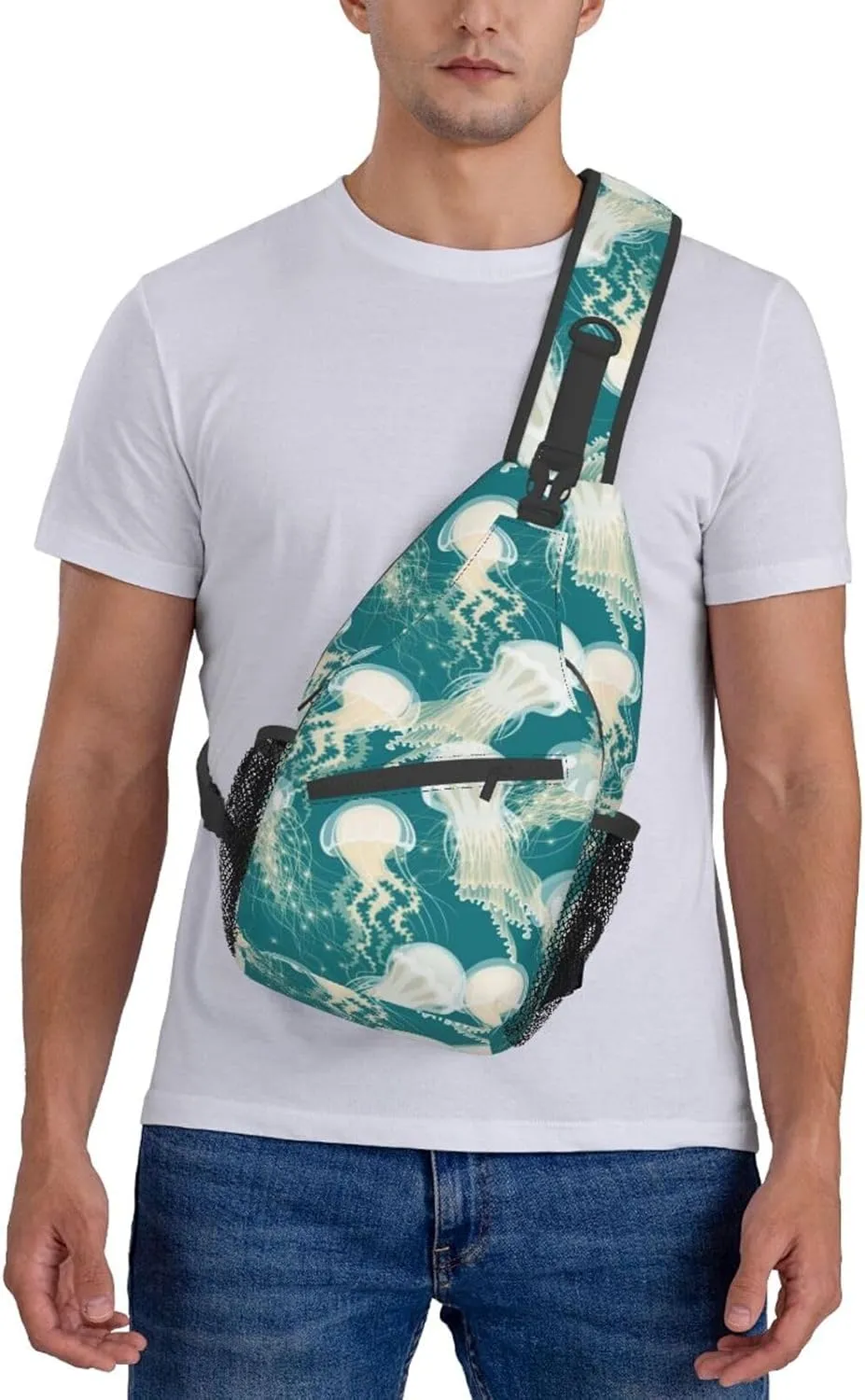 Jellyfish Crossbody Bag Funny Shoulder Bag Backpack Cute Sling Bag Chest Casual Daypack for Outdoor