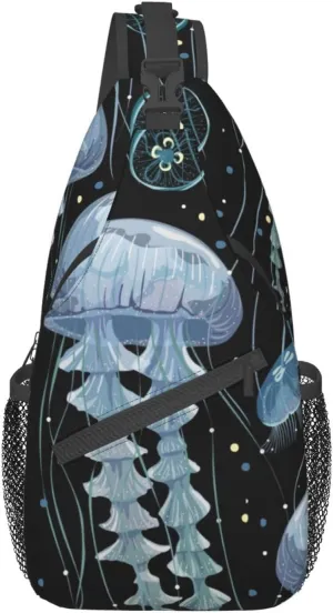 Jellyfish Crossbody Bag Funny Shoulder Bag Backpack Cute Sling Bag Chest Casual Daypack for Outdoor