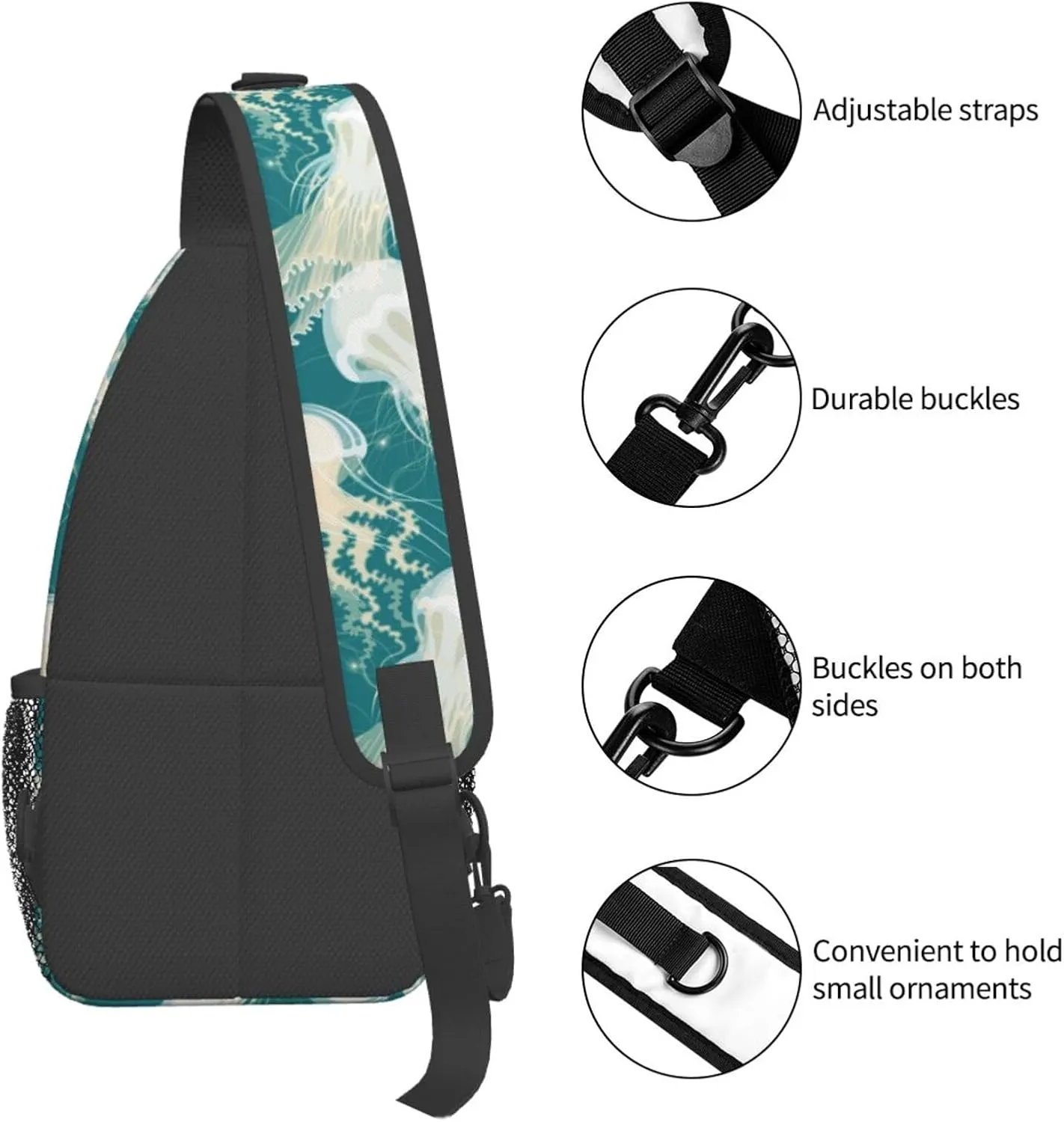 Jellyfish Crossbody Bag Funny Shoulder Bag Backpack Cute Sling Bag Chest Casual Daypack for Outdoor