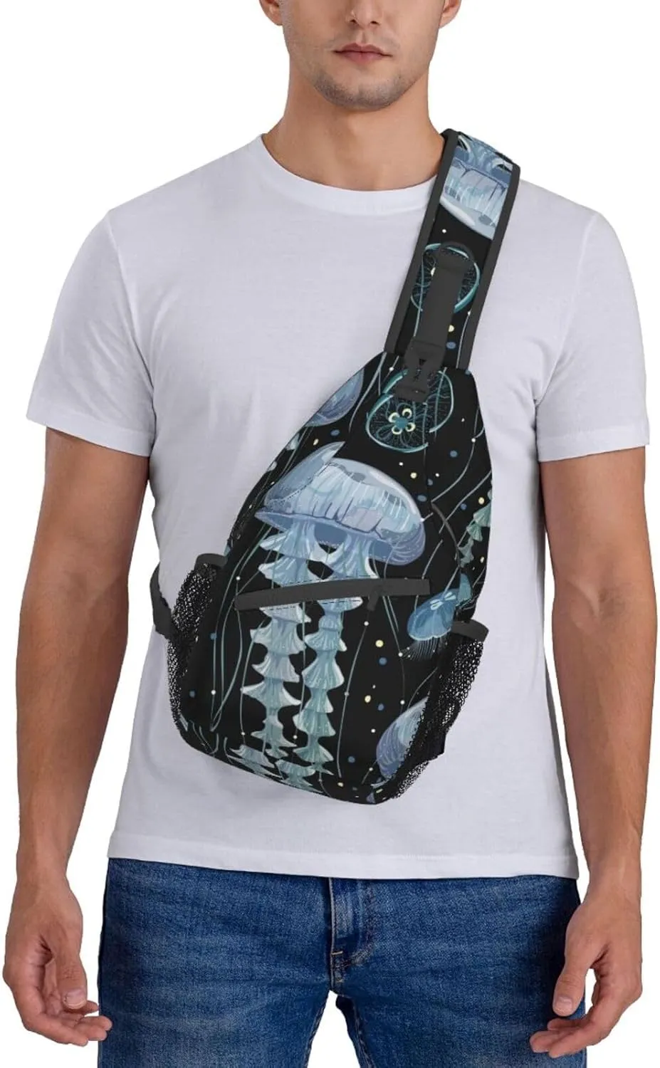 Jellyfish Crossbody Bag Funny Shoulder Bag Backpack Cute Sling Bag Chest Casual Daypack for Outdoor