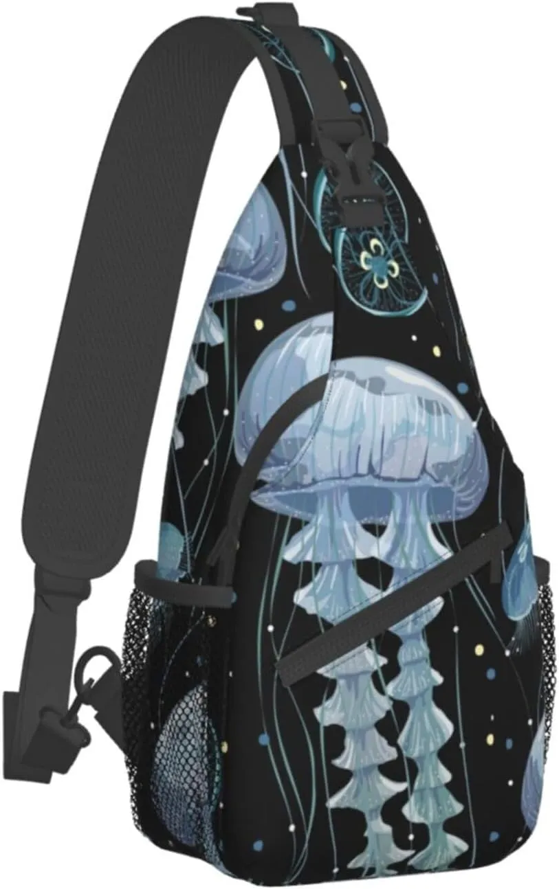 Jellyfish Crossbody Bag Funny Shoulder Bag Backpack Cute Sling Bag Chest Casual Daypack for Outdoor