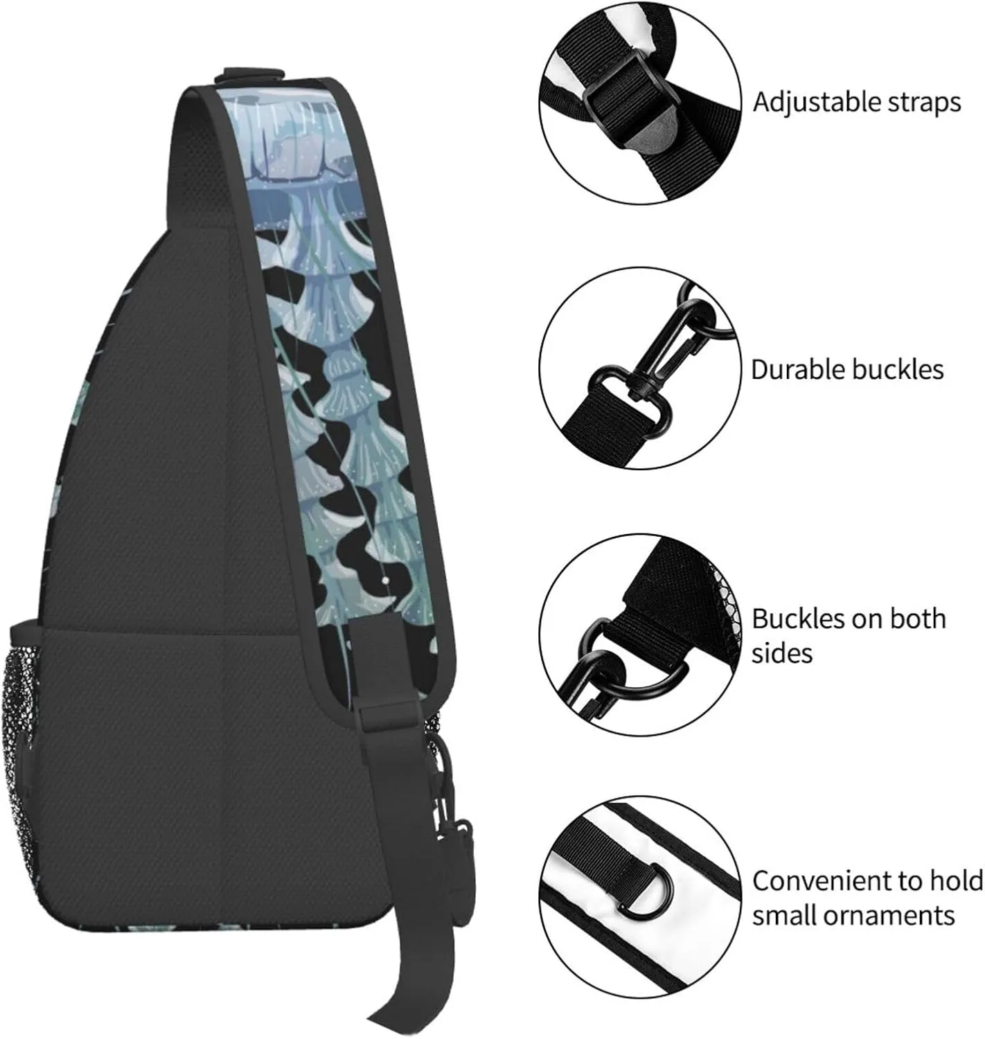 Jellyfish Crossbody Bag Funny Shoulder Bag Backpack Cute Sling Bag Chest Casual Daypack for Outdoor