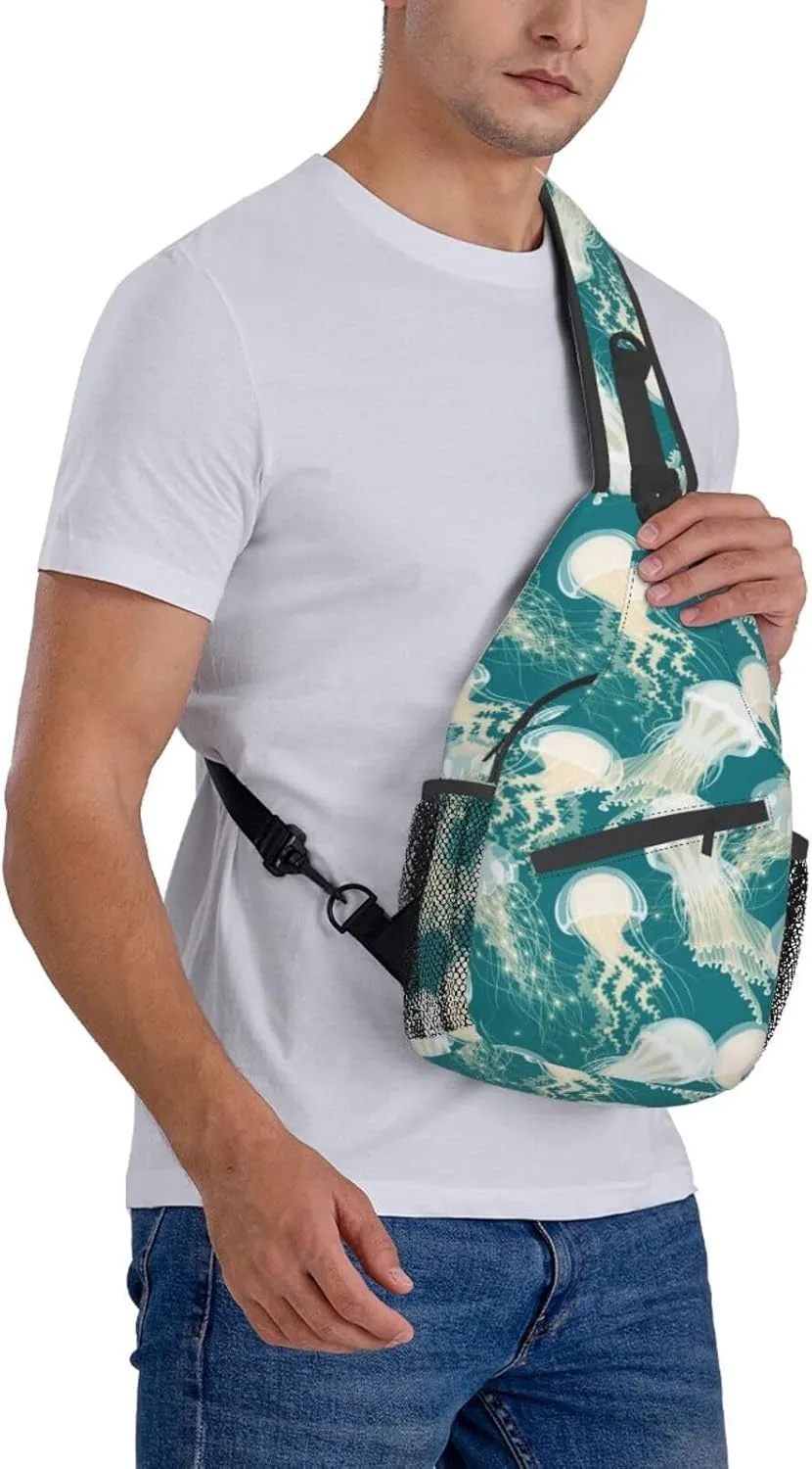 Jellyfish Crossbody Bag Funny Shoulder Bag Backpack Cute Sling Bag Chest Casual Daypack for Outdoor