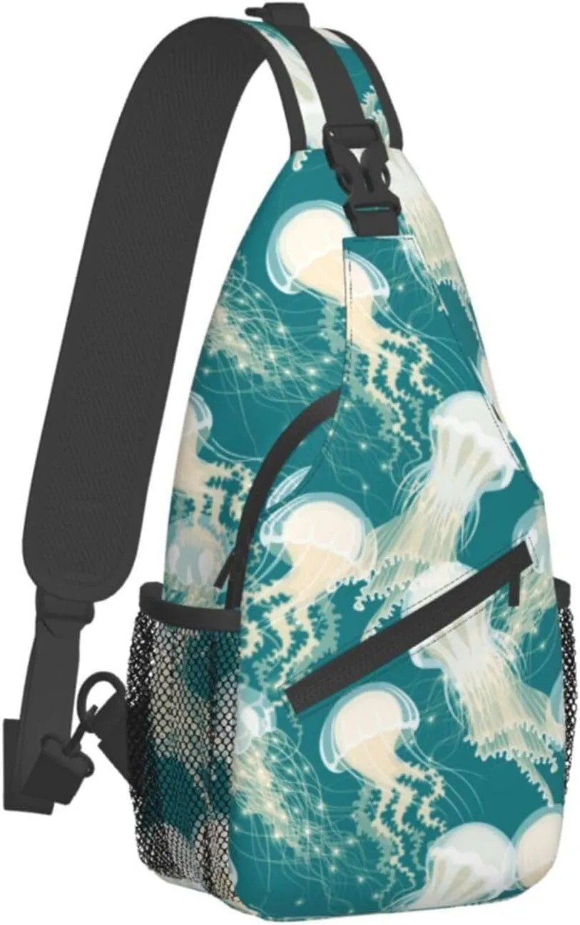Jellyfish Crossbody Bag Funny Shoulder Bag Backpack Cute Sling Bag Chest Casual Daypack for Outdoor