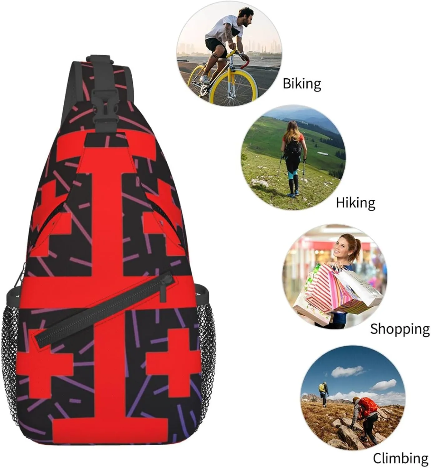 Jerusalem Catholic Cross Small Crossbody Backpack Sling Bag For Men Women Mini One Shoulder Chest Bags Gym Sport Travel Hiking Daypack