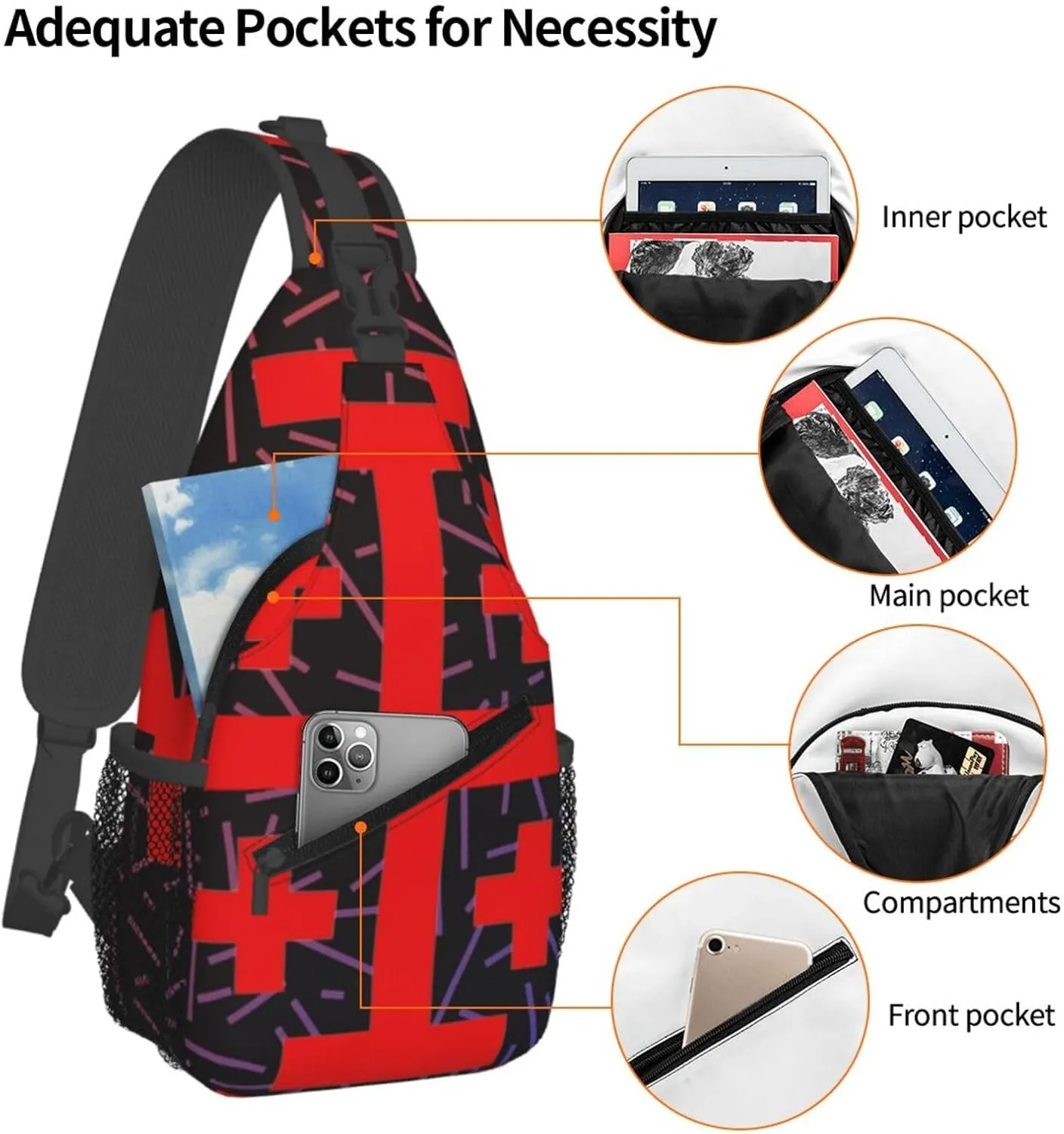Jerusalem Catholic Cross Small Crossbody Backpack Sling Bag For Men Women Mini One Shoulder Chest Bags Gym Sport Travel Hiking Daypack