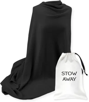 Jet&Bo 100% Pure Cashmere Travel Wrap, Shawl, Scarf & Blanket Black, Storage Bag   Gift Box