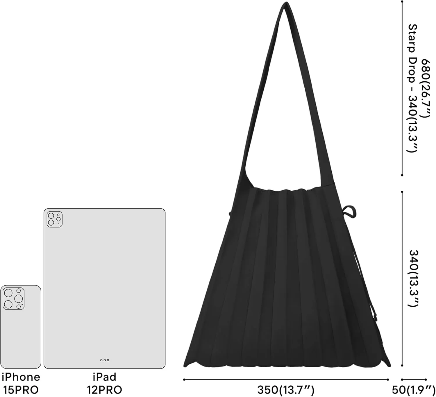 JOSEPH & STACEY Lucky Pleats Knit Bag Solid M | Sustainable Foldable Women's Tote Bag | Lightweight Minimalist Everyday Bag