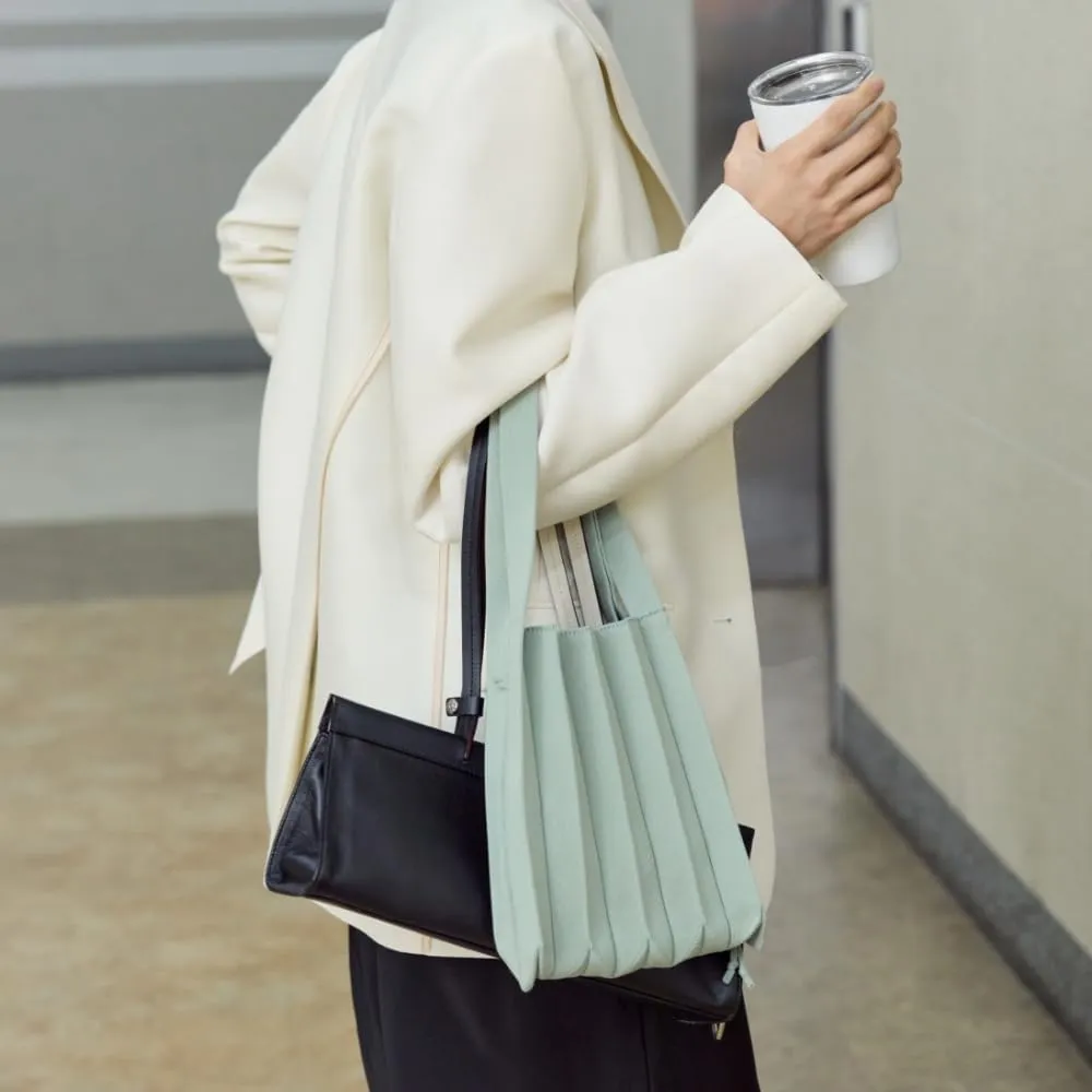 JOSEPH & STACEY Lucky Pleats Knit Bag Solid S | Sustainable Foldable Women's Tote Bag | Lightweight Minimalist Everyday Bag