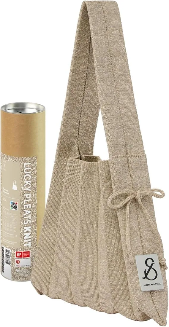 JOSEPH & STACEY Lucky Pleats Knit Bag Starry S | Sustainable Foldable Women's Tote Bag | Lightweight Minimalist Everyday Bag