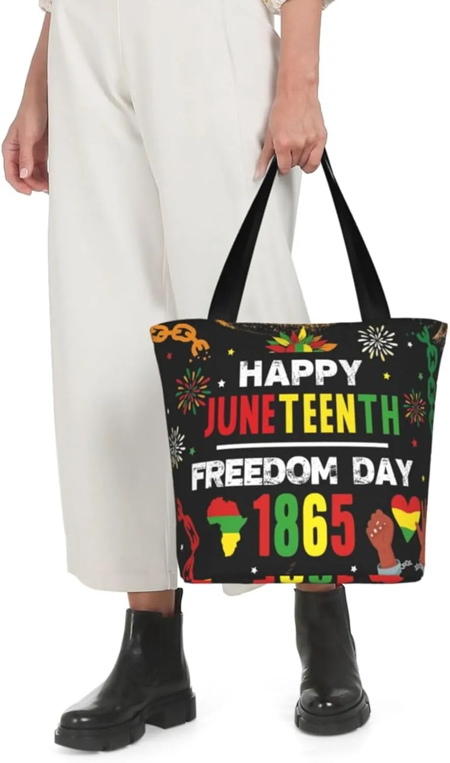 Juneteenth 1865 Sunflower Black History Month Women's Tote Bag Lightweight Shopping Handbag Travel Shoulder Bag